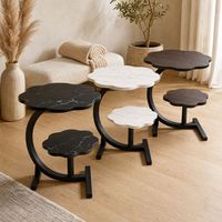 Nouvelle arrivée, table d'appoint en forme de fleur, 40 cm, table d'appoint en forme de C, table basse à 2 niveaux, bord arrondi, petit appartement, salon