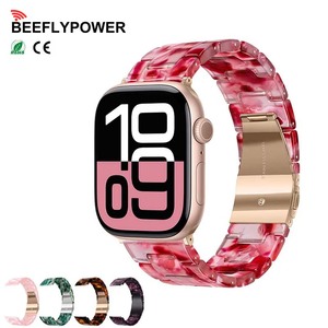 BEEFLYPOWER Nouveau <span class=keywords><strong>bracelet</strong></span> en résine à trois maillons avec boucle métallique pour <span class=keywords><strong>Apple</strong></span> <span class=keywords><strong>Watch</strong></span> Series 11 10 9 8 46mm Ultra 49mm - Product Image 1