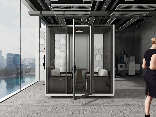 6 People Office Pod Acoustic Room for Commercial Meeting Office Telephone Booth Soundproof Pod Private Space Silence Office Pod