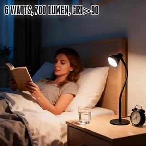 Lampe de bureau LED en aluminium CeSunlight pour la maison et le bureau, CRI 90+, lumière de lecture protectrice pour les yeux, col de cygne flexible, certifiée CE (adaptateur inclus) - Product Image 5