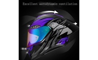 Casco de Motocicleta Integral al por Mayor, Casco de Motociclista de ABS con Forro Acolchado de EPS, Alerones Traseros Largos y Cortos Extraíbles, Reemplazo DOT