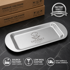 Plateaux de service rectangulaires en acier inoxydable SUS304 de qualité alimentaire avec poignées doubles, finition PVD Or Titane, pour plateaux à snacks et services de table coréens - Product Image 5