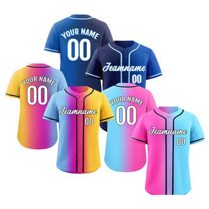 Atacado Jerseys Gradiente Cor Estilo Especial Botão Sportwear Personalizado Nome Da Equipe Logotipo Unisex Personalizado Costurado Baseball Jersey - Product Image 1
