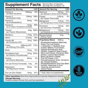Suplemento para la Salud Neural con Bacopa Monnieri para Mejorar la Memoria y la Concentración, Vitaminas para la Salud Mental y la Claridad Mental - Product Image 2