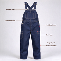 Salopette de travail en jean durable pour homme, en coton de poids moyen, idéale pour une tenue de chantier tout au long de la journée