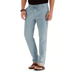 <span class=keywords><strong>Pantalon</strong></span> décontracté pour <span class=keywords><strong>homme</strong></span>, style européen et américain, coupe ample, <span class=keywords><strong>taille</strong></span> élastique, en coton, couleur unie, polyvalent - Product Image 4