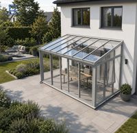 Véranda à toit plat isolée thermiquement pour toutes les saisons, extension de maison en aluminium, serre en verre