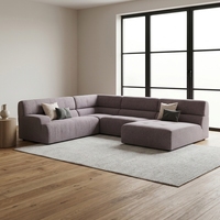 Canapé modulaire en forme de L multiplace violet avec coussins inclus, assise profonde en mousse à mémoire de forme, canapé compressé en boîte