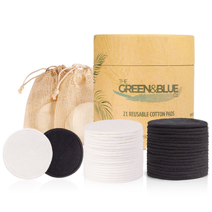 Tampons démaquillants réutilisables (lot de 20) Sac à linge lavable Boîte ronde pour le rangement Tampons en coton de bambou réutilisables pour tous les types de peau - Product Image 1