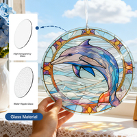 Attrape-soleil mural en verre trempé motif dauphin, thème animaux marins, design Art Déco, 20 cm, décoration intérieure