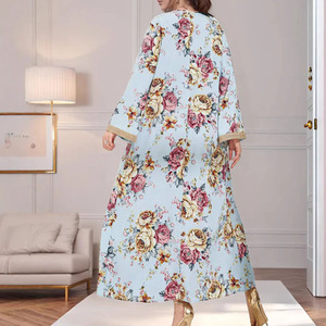 ชุดเดรสอบายะแบบหลวมสบายพิมพ์ลายสำหรับผู้หญิง ระบายอากาศได้ดี คุณภาพสูง สไตล์อิสลาม เรียบร้อย ขายดี ผลิตจากโพลีเอสเตอร์ คอวีทรงบอลลูน สไตล์ตุรกี - Product Image 2