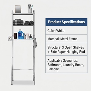 Shelf <strong>Rack</strong> Space Saver Metal Bathroom Floor <strong>Towel</strong> Iron Household No Drill Toilet <strong>Storage</strong> <strong>Rack</strong> - Product Image 6