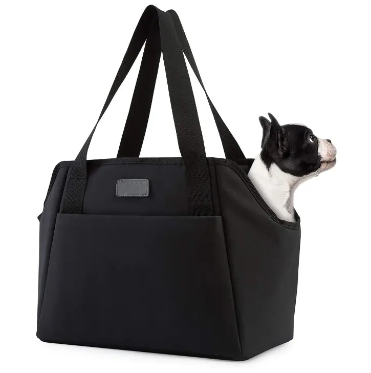 Bolso de mano plegable y portátil para mascotas, portador de perros y gatos pequeños, con correa de seguridad ajustable