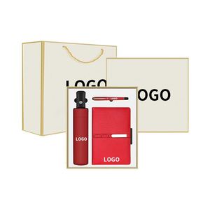 Coffret d'entreprise personnalisé en gros, bloc-notes et stylo à bille de couleur rouge, ensemble cadeau d'affaires avec logo - Product Image 1