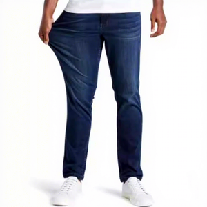 Jeans de Mezclilla Elásticos de Corte Ajustado OEM, Personalizados, Microelásticos, Corte Recto, Lavado Azul Claro, Casuales para Hombre - Product Image 1