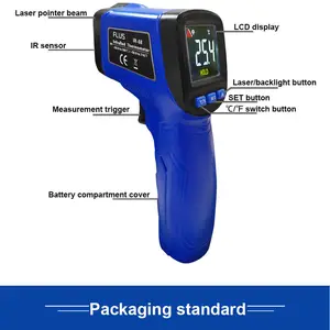 Termometer Inframerah Digital Laser Elektronik Pengukuran Suhu untuk Industri