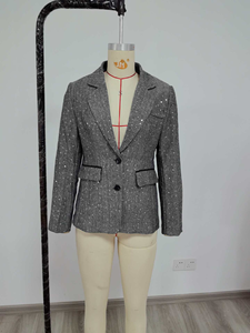 Women's Single Breasted Sparkle Suit Jacket with <strong>Elbow</strong> <strong>Patch</strong> V-Neck Professional Jacket <strong>Blazer</strong> for Manager Office - Product Image 5