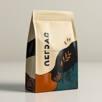 Pochette à fermeture éclair Doypack biodégradable imprimée sur mesure avec valve sac en grains de café noir doré pour emballage en plastique d'aliments pour animaux de compagnie