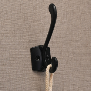 Zinc Alloy <b>Wall</b> Mount Robe Hook Black Double Hook For Bathroom Wardrobe Fitting Room Use - Product Image 4