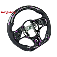 Para Mitsubishi Lancer EVO X 2008-2015 Volante de fibra de carbono forjado púrpura personalizado cuero perforado negro