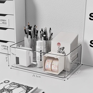 Hiện Đại Máy Tính Để Bàn Lưu Trữ Hộp Trong Suốt <span class=keywords><strong>Acrylic</strong></span> Vật Nuôi Nhôm Cho Ký Túc Xá Bàn Văn Phòng Phẩm Cuốn Sách Tổ Chức Văn Phòng Tập Tin Giỏ - Product Image 5