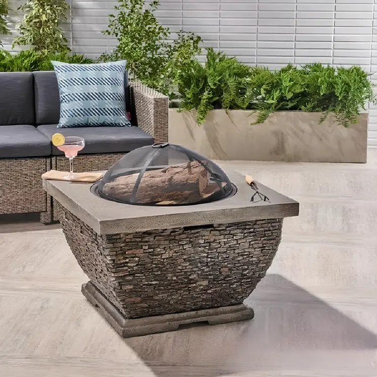 2024 bán buôn lớn gạch cháy Pit-gỗ rộng rãi đốt firepit cho xã hội hóa gỗ hình học đốt firepit cho cảnh quan