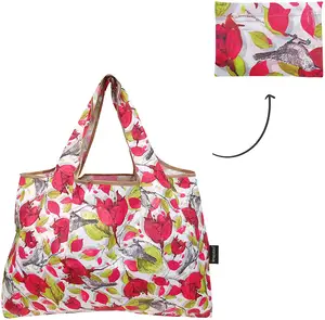 Özel logo kabul ucuz bahar çiçek omuz alışveriş çantaları