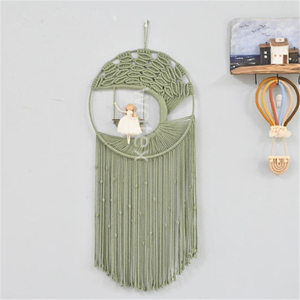 Personnalisé petit ange sur balançoire <span class=keywords><strong>arbre</strong></span> <span class=keywords><strong>de</strong></span> <span class=keywords><strong>vie</strong></span> capteur <span class=keywords><strong>de</strong></span> rêves boho poupée couronne <span class=keywords><strong>macramé</strong></span> mur Art enfants salle <span class=keywords><strong>de</strong></span> lecture décor - Product Image 1