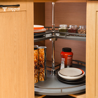 Ensemble de plateau tournant à deux niveaux en plastique, hauteur réglable, pour cuisine et garde-manger, en PS et alliage de zinc
