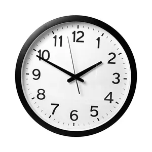 16 Inch Home Decoration Big Round Shape Black And White Simple Design Cheap Plastic Wall Clock Large Customization Clock