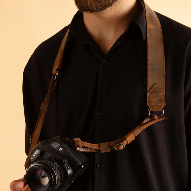 Personalized Genuine Leather Camera Strap Custom Name Adjustable Photography Shoulder Strap Comfort Gift