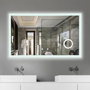 Pantalla táctil LED rectangular personalizada para el hogar inteligente, espejo iluminado, pantalla de temperatura de tiempo, diseño moderno, uso de pared de Hotel