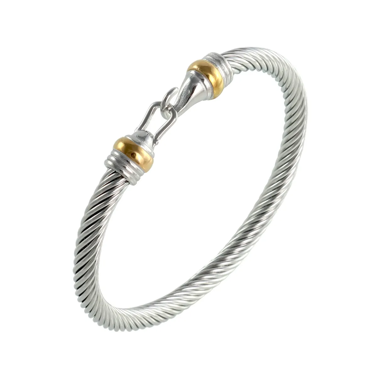 Perhiasan Bahama gelang gelang kawat kabel terbuka baja tahan karat untuk wanita perhiasan terinspirasi gelang manset perak wanita