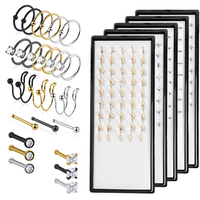 40pcs Kotak 316l Baja Bedah Kristal Cincin Hidung Stud Perhiasan Tindik Wanita Pria Cincin Hidung Tindik