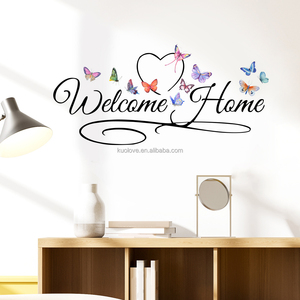 Adesivi murali a farfalla di benvenuto a casa in inglese soggiorno camera da letto decorazione carta da parati adesivi autoadesivi - Product Image 1