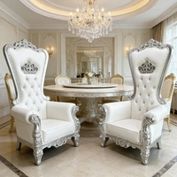 Vente directe usine – Ensemble de chaises décoratives à dossier haut en bois massif de style européen pour hall d'hôtel, salle à manger et mariages royaux