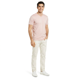T-shirts pour hommes à col en V ajustés, t-shirt à manches courtes pour hommes à col en V de haute qualité, col en V 100% coton, t-shirts pour hommes - Product Image 1