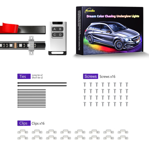 New Giấc Mơ Màu xe underbody đuổi theo dòng chảy RGB LED Strip dưới Glow Neon đèn 4 cái điều khiển từ xa underglow Lights Kit Đối với xe - Product Image 4