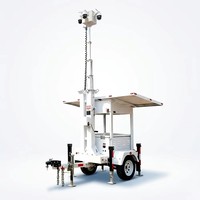Remorque de surveillance CCTV solaire certifiée CE, mât télescopique de 6 m, 2 panneaux solaires de 435 W, 4 batteries de 2 V 150 Ah, unité de surveillance