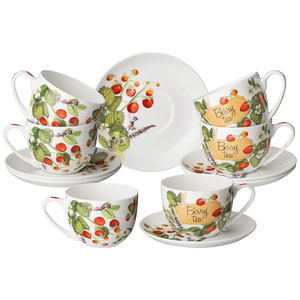 Juego <span class=keywords><strong>de</strong></span> 12 Platos <span class=keywords><strong>de</strong></span> Porcelana Fina <span class=keywords><strong>de</strong></span> 220cc / Juego <span class=keywords><strong>de</strong></span> Café y Té con Diseño Floral - Product Image 1