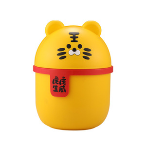 <b>Mini</b> Desktop Plastic Trash Can With Flip Lid Tiger Rabbit Dragon Design For Student Dorm <b>Storage</b> - Product Image 5