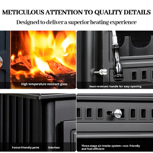 Stufa <span class=keywords><strong>a</strong></span> <span class=keywords><strong>Legna</strong></span> in Ghisa Autoportante per Riscaldamento Interno, Ideale per Villa, Hotel, Casa, Soggiorno, Uso Invernale - Product Image 4