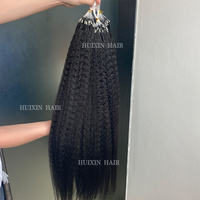 Lots de Cheveux Humains en Gros, Qualité Supérieure, Cheveux Kinky Lisses, Micro-Liens, Extensions 100% de Cheveux Humains Bruts, 50g Par Paquet