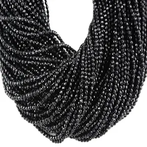 12.5英寸长天然黑色尖晶石宝石微刻面龙德尔珠子制作串珠饰品手工礼品