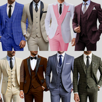Costumes élégants pour hommes - Ensemble décontracté 3 pièces - Costume formel à double boutonnage multicolores