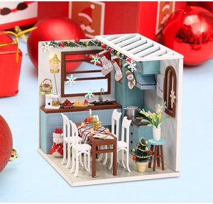 Iiecreate DIY <span class=keywords><strong>1</strong></span> <span class=keywords><strong>12</strong></span> Quy mô cho Dollhouse Kit với bụi che và đồ nội thất giáng sinh thu nhỏ dollhouses - Product Image 2