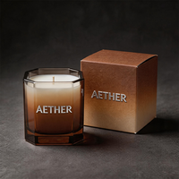 Vente en gros de pots à bougies carrés géométriques noirs de 8 oz, 10 oz et 12 oz, directement de l'usine, porte-bougie en verre pour la fabrication de bougies parfumées