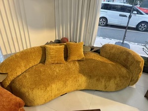 Modern Boucle Sectional <b>Sofa</b> S Shape Curved Design Three Seat Contemporary Living Room Furniture - Product Image 2