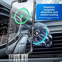 Support de téléphone magnétique pour voiture avec refroidissement par aspiration, charge sans fil et fixation sur grille d'aération