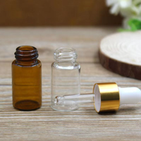 Mini flacon compte-gouttes en verre transparent ambré avec bouchon doré pour huiles essentielles, parfums et cosmétiques liquides